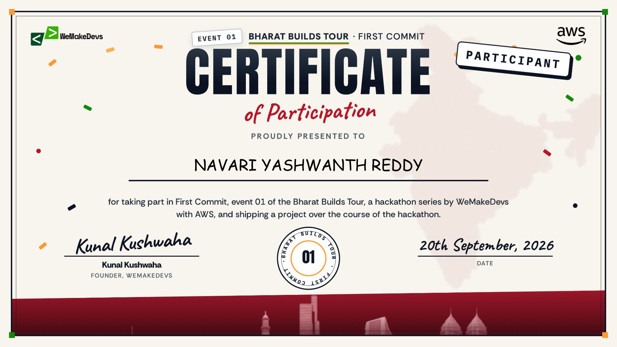 First Commit Hackathon Certificate